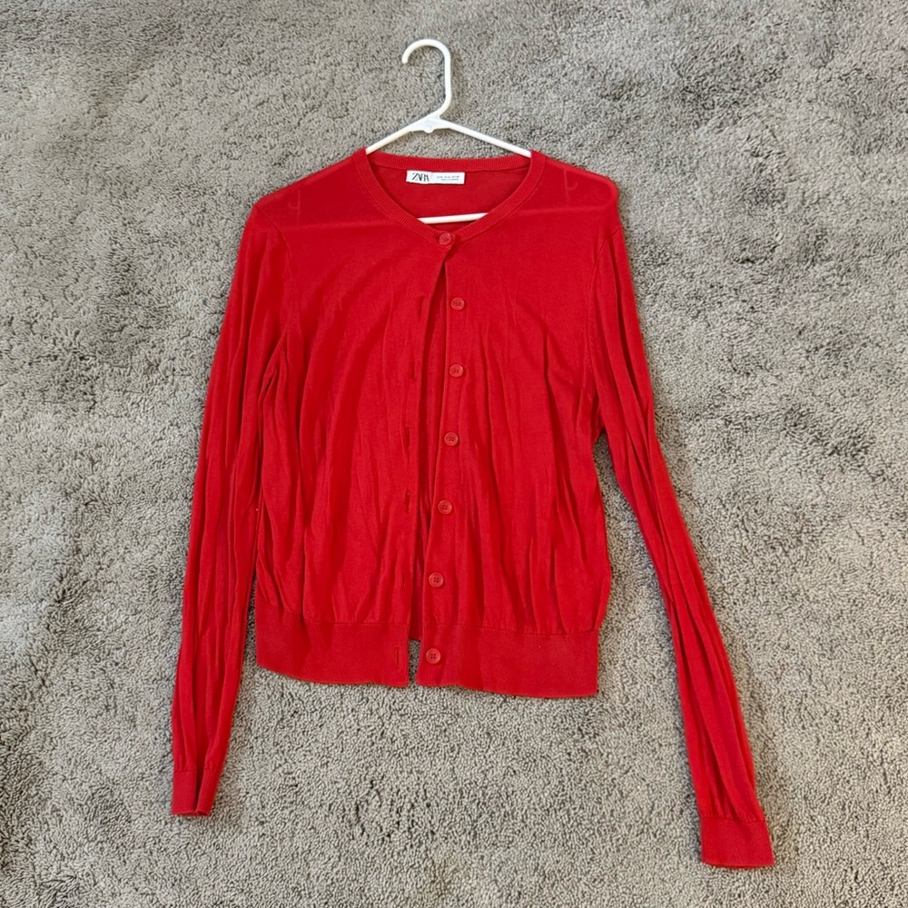Zara Vibrant Red Knit Top